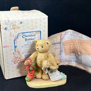 Vtg 1992 Cherished Teddies JACOB Wishing for Love w/ Christmas Stocking #950734‎